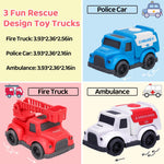 Toddler Toy Cars for 1 2 3 Year Old Boy, 3 in 1 Police Car Firetruck Toys and Ambulance for Toddlers, BPA Free, Phthalates Free, PVC, Outdoor Toys for Toddlers 2-4, Easter Birthday Gifts for Kids