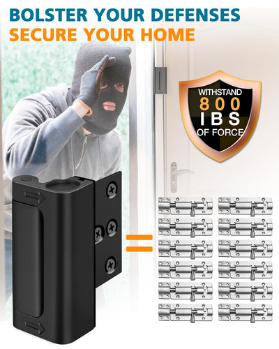 Home Security Door Reinforcement Lock - Child Proof Door Locks for Front Door Child Safety Lock High Door Locks for Kids Safety Withstand 800 lbs Top Flip Door Latch Lock for Inward Swinging Door