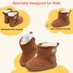 JIASUQI Toddler Boots for Girls Winter Boots for Toddler Boys Brown 5.5-6