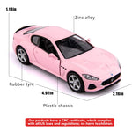 TGRCM-CZ 1/36 Scale Maserati GT Casting Car Model, Zinc Alloy Toy Car for Kids, Pull Back Vehicles Toy Car for Toddlers Kids Boys Girls Gift (Pink)