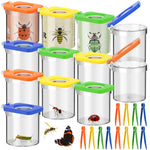 Halloscume 12 Pack Insect Bug Viewer for Kids with Tweezers Magnifying Insect Box Insect Observation Kit Bug Catcher Bug Container Insect Cage Bug Jar for Science Nature Exploration Collecting Kit