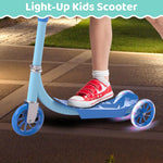 Kick Scooters for Kids 3-5 5-7 Years Age - Stable Handlebars Steer,Anti-Slip Deck,Height Adjustable Three Wheeled LED Lighted Up Toddler Scooter for Boy & Girl, Indoor Outdoor Kid Child Gift,Blue