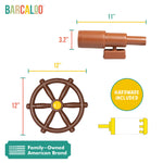 Barcaloo Playground Accessories for Kids Outdoor Playset with Pirate Ship Playhouse Wheel, Telescope & Flag Play Set, Attachments for Backyard Treehouse, Jungle Gym and Swing Set