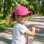 BAOPLAYKIDS Little Girls Criss Cross Ponytail Hat Toddler Mesh Baseball Cap Kids Quick Dry Outdoor Summer Sports Hats Ponycap Age 3-8 Hot Pink