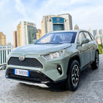 WAKAKAC Model Car 1/32 RAV4 Alloy Diecast Collectible Toy Car with Light and Sound Toy Vehicle Door Can Be Opened for Boys Kids Toddler Gift (Gray)