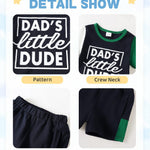 Kucnuzki Boys Clothes, Toddler Outfit with Short Sleeve Shirt & Denim Shorts, Summer Collection, 2-3 Year Old, Blackgreen-dad
