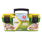 John Deere 18 Piece Deluxe Tool Box, Construction Playset with Tape Measure and Tools, Interactive Building Toys, Preschool Toys for Boys and Girls