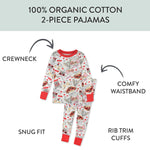 HonestBaby Celebration 2-Piece Pajamas Sleepwear PJs 100% Organic Cotton for Baby, Toddler, Kids, Pug Love, 18 Months