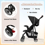 Baby Joy Lightweight Stroller, Compact Toddler Travel Stroller for Airplane, Infant Stroller w/Adjustable Backrest/Footrest/Canopy, 5-Point Harness, Storage Basket, Easy One-Hand Fold, Black