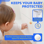 Eco Baby Magnetic Cabinet Locks for Babies - Magnetic Baby Proofing Cabinet Locks, Child Locks for Cabinets Drawers Doors for Back to School - Easy Installation No Tools Required (12 Pack and 2 Keys)