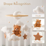 EERKEOD Baby Crib Mobile Bear Nursery Mobile for Boys Girls Teddy Velvet Mobile Nursery Decor for Infant Bedroom Hanging Baby Mobile for Bassinet Newborn Baby Gift（Brown Bear）