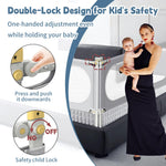 Yozoia Bed Rail for Toddlers, Baby Bed Rail Guard with Double Child Safety Lock, 30 Speed Height Adjustable, Safety Toddler Bedrail for King & Queen Size Bed
