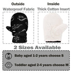 YMYDYFC Toddler Mittens Baby Waterproof Gloves Toddler Snow Gloves Kids Winter Mitten For Boy Girl Kids Ski Mitten Black Dinosaur & Navy Dinosaur S(1-2 Years)