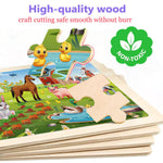 Wooden Puzzles for Kids Ages 4-6, 4 Packs 24 Pcs Wooden Jigsaw Puzzles for Toddlers Ages 3-5, Preschool Educational Puzzle Toys Gifts for 3 4 5 6 Boys Girls