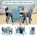 Costzon Kids Table and Chairs, 5 Pieces Desk Set with Toys Bricks for Playing, Dinning, Drawing, Toddler Table and Chair Set for 3-7 Years Old Boys Girls