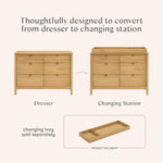 Babyletto Bondi 6-Drawer Assembled Dresser in Honey with Vegan Leather Drawer Pulls, Greenguard Gold Certified