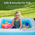 CHICLIST Inflatable Kiddie Pool, 50x33x17 Inch Rectangular Family Swimming Pool for Kids & Adults, Easy Set for Backyard Summer Fun