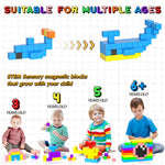 Apluses 54 PCS Magnetic Blocks, Magnetic Building Blocks for Toddlers 3+, Montessori Toys, Magnet Cubes, Preschool STEM Educational Sensory Magnet Toys for Kids Ages 3-5 Year Old Boys and Girls
