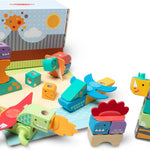Melissa & Doug Blockables™ Dinosaur Snap and Play, Mix and Match Connectable Wooden Building Blocks Play Set Toy for Preschool Boys and Girls (69 Pcs) - FSC Certified