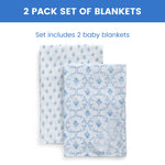 Delta Children 100% Cotton Muslin Baby Receiving Blankets for Girls and Boys – 47x47 Inches (Pack of 2), Blue Botanicals