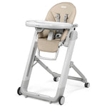 Peg Perego Siesta, Grow with Baby Folding High Chair & Recliner, Height Adjustable, Quick Clean & Easy Push Wheels for Babies & Toddlers, Made in Italy, Astral (Beige)
