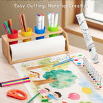 Payarma Paper Roll Dispenser for Kids Art Tabletop Easel with Blank & Patterned Paper Rolls, 12 Pigments, Drawing Tools, Pen Cups Craft Station for Kids Ages 3-8 in Home, Classroom