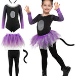 Spooktacular Creations Child Girls Tutu Cat Skirt, Toddlers Combined Animal Costume with Headband Tail for Kids Halloween Dress Up Cosplay Parties, 3T