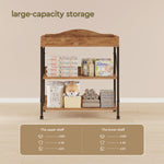 Yetom Baby Changing Table, Diaper Changing Station with Pad and Wheels, Two-Tier Open Storage Shelves, Waterproof Diaper pad & Safety Strap,Compact Baby Furniture for Nursery, Rustic Brown