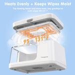 Baby Wipe Warmer Baby Wet Wipes Dispenser, Cozygrow Diaper Wipe Warmer with LED Light & Transparent Viewing Window, Adjustable 95℉-131℉, 1.5 Meter Plug Cord