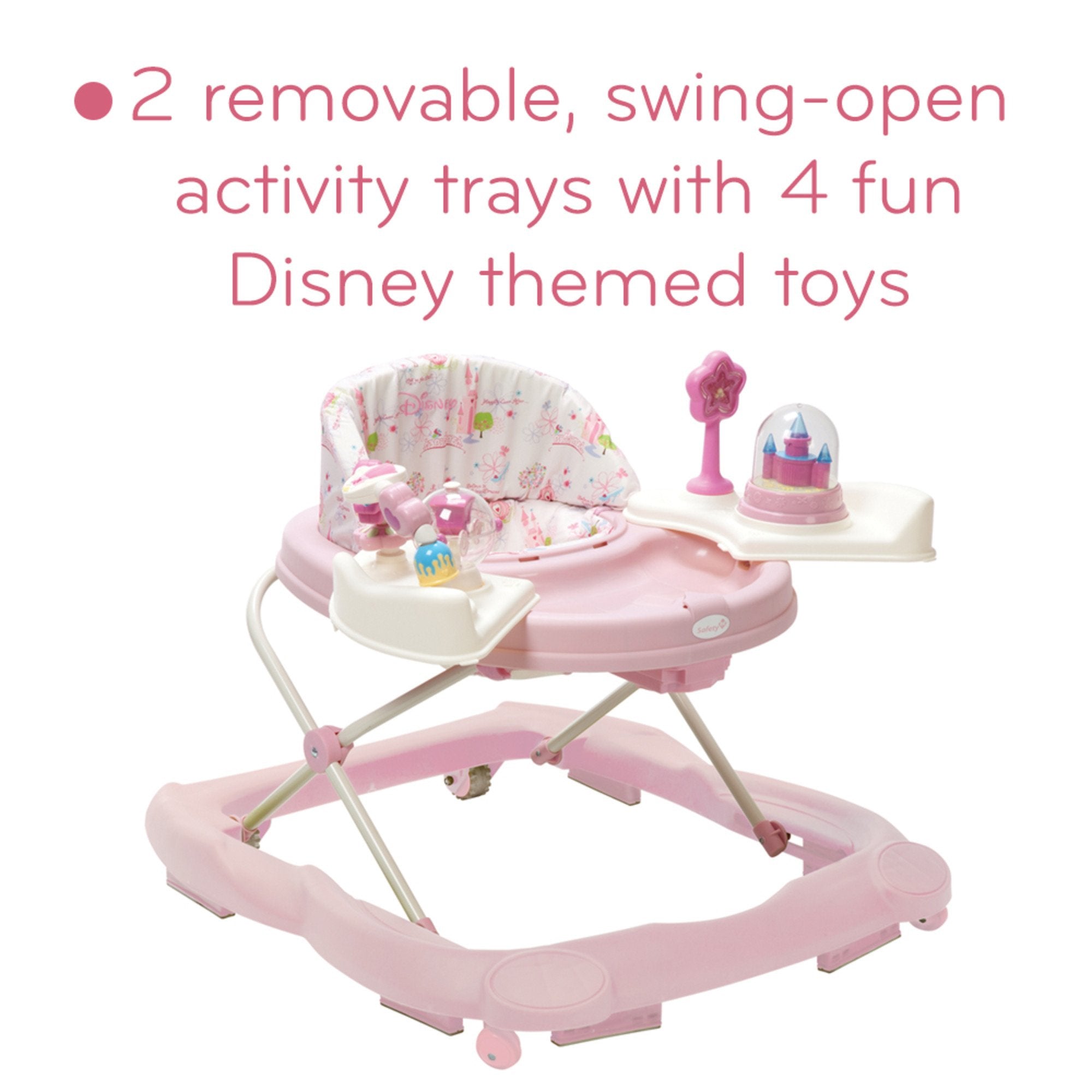 Disney Baby Walker with Wheels, Pink Baby Walkers and Activity Center for Infants