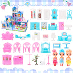 AmiDear Dollhouse with 4-Story 11 Rooms, Dream Gift Princess Doll House Playset with Furniture, Blue Toddler House with Pool Slide for 3 4 5 6 7 8 9 10 Year Old Girls Kids