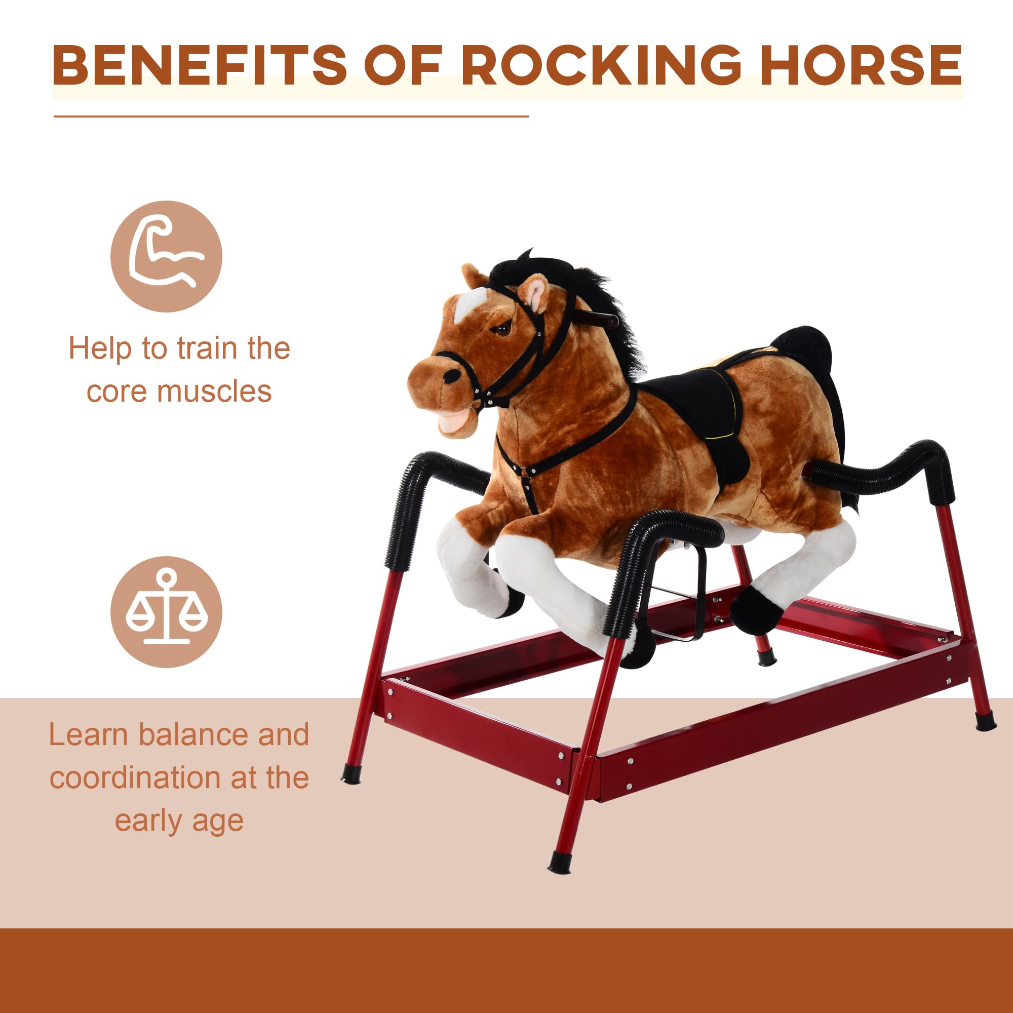 Qaba Durable Plush Toddlers Spring Rocking Horse, Bouncing - Hobby ...