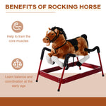 Qaba Durable Plush Toddlers Spring Rocking Horse, Bouncing Rocker Toy with Realistic Sounds
