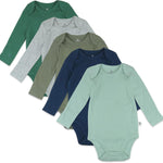 HonestBaby baby-boys 5-pack Long Sleeve Bodysuits One-piece 100% Organic Cotton for Infant Baby Boys