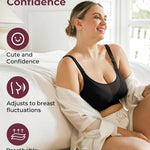 Momcozy Mesh Support Pumping Bra Hands Free Suitable for 36C-44G, Comfortable Plus Size Pumping and Nursing Bra in One Black