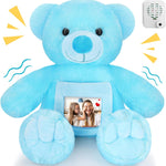 Leyndo Bear with Voice Recording Remembrance Stuffed Animal with Picture Recordable Messages Memorial Toy for Baby Shower Birthday Gift, Recording Gifts(Brown, 12 Inch)