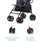 Dream On Me Vista Moonwalk Baby Stroller in Blue, Lightweight Infant Stroller with Compact Fold, Multi-Position Recline Umbrella Stroller with Canopy, Extra Large Storage and Cup Holder