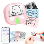 HKHKPI Mini Sticker Printer Thermal Sticker Maker Machine,Bluetooth Print Pods for Kids Teens Gifts,Pocket Printpod Portable Impresora for Phone,Note Buddy,Photo,Custom Sticker,Scrapbook-Pink