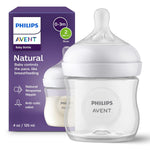 Philips Avent Natural Baby Bottles with Natural Response Nipples (Slow Flow, Flow 2), 4oz, 4-Pack, SCY900/04