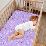 JISEN Baby Crib Sheets Soft Breathable Butterfly Fitted Crib Sheets Baby Sheet for Standard Crib and Toddler Mattress Bed Sheets for Crib for Boys Girls Neutral 52x28 Inch