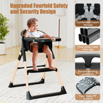 Baby High Chair, High Chairs for Babies and Toddlers, Convertible Folding High Chair with Wheels, Removable Tray 5 Point Harness Footrest Detachable PU Cushion, Portable Highchair for Baby Toddlers