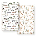 Stretch Ultra Soft Jersey Knit Fitted Crib Sheets Set 2 Pack，Fit All Standard Crib Mattress Pads Safe and Snug, Crib Fitted Sheet for Boys and Girls, Stylish Cars Print Kids Sheets for Boys