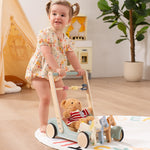 Giant bean Wooden Baby Push Walker for Boys Girls Ages 1-3, Galloping Ponies Push and Pull Activity Walker Adjustable Speed, Baby Push Walker Christmas Gift for Toddler Kids Motor Skills & Creativity