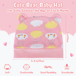Geyoga 6 Pieces Newborn Baby Hat Bear Ears Infant Caps Baby Boy Girl Toddler Hats Infant Beanie Caps for 0-3 Months(Pink Series,Cute)