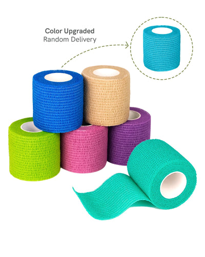 FriCARE Self Adhesive Bandage Wrap, Medical Tape in First Aid Kit, Cohesive Bandages for Wounds Sport Vet, FSA/HSA Eligible, 2 Inches X 5 Yards 6 Rolls, Rainbow