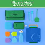 OmieBox Bento Box for Kids - Insulated Bento Lunch Box with Leak Proof Vacuum Insulated Food Jar - 3 Compartments, Two Temperature Zones (Monster Blue)