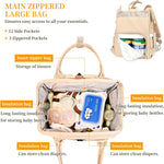 Diaper Bag Backpack, Large Capacity with Insulated Pockets Travel Water-Resistant Baby Bag for Mom Dad with Magnetic Buckle, Khaki