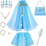 Meland Princess Dress up Clothes for Little Girl, 11Pcs Princess Cape with Crown, Princess Dresses for Girl 3-8 Birthday Gift
