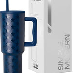 Simple Modern 40 oz Trek Tumbler with Handle and Straw Lid | Cup Holder Friendly Insulated Stainless Steel Travel Mug | Almond Birch