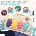 Jovow Baby Gym with Kick and Play Piano,Baby Play Mat Tummy Time Baby Activity Gym Mat with 5 Infant Learning Sensory for Baby, Music and Lights Boy or Girl for Newborn (Green)